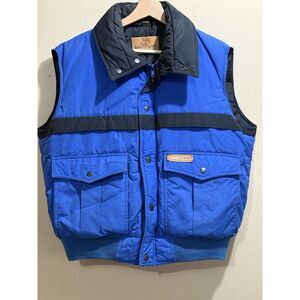 Black Sheep Puffer Vest Mens Blue Black Full Zip Snap Vintage Size Large‎ EUC